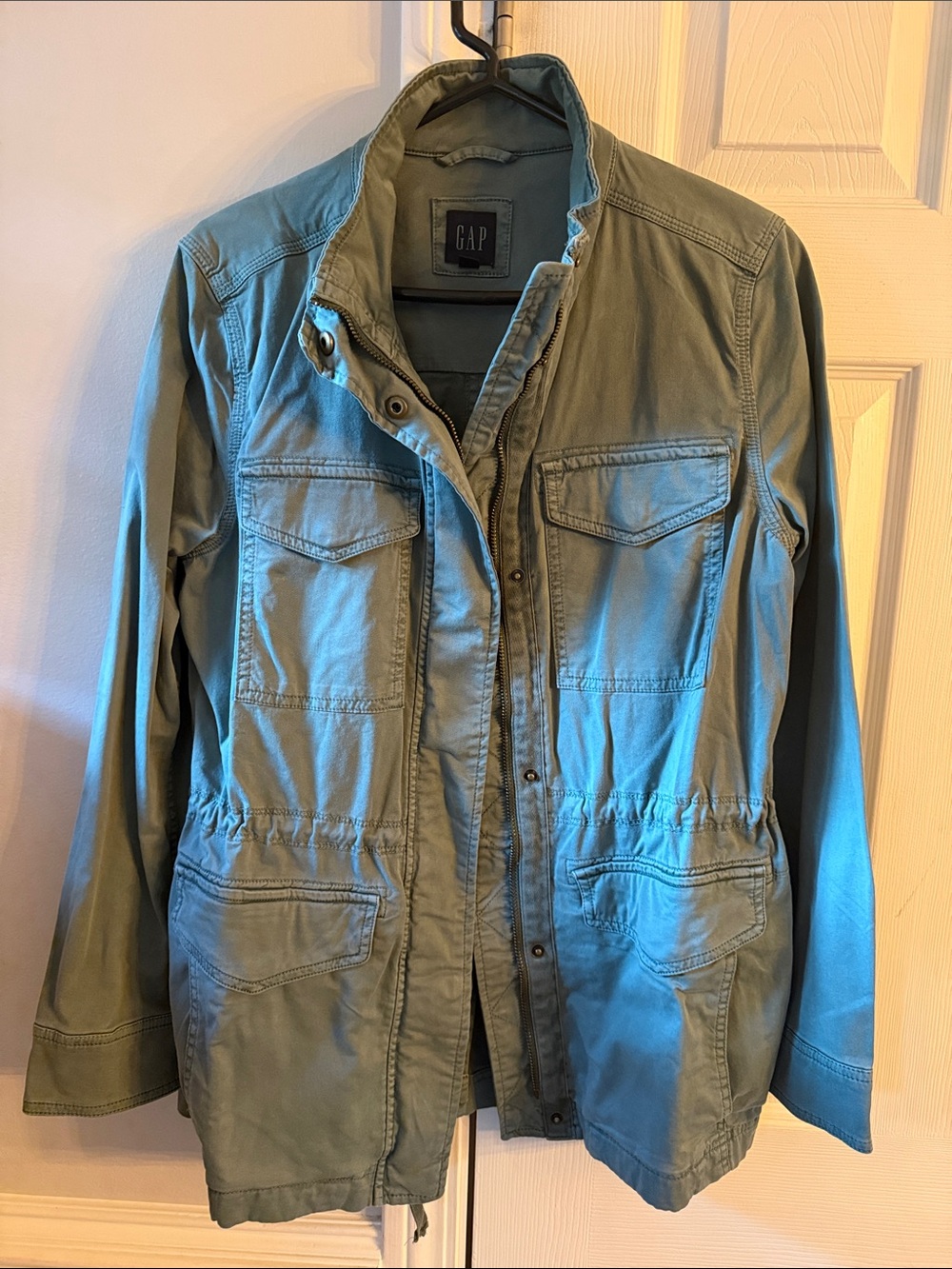 GAP Olive Green Utility Jacket with Drawstring Waist size Small Tall